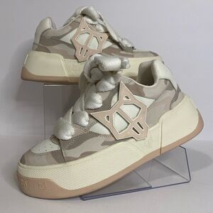 🔥 Naked Wolfe Platform Sneakers | Chunky Camo Beige Lace-Up Trainers W8